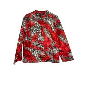 Southern Lady Jacket Lightweight Button Up Animal Print Jacket Size 10
